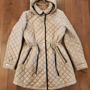 Kate Spade women's beige quilted hooded jacket